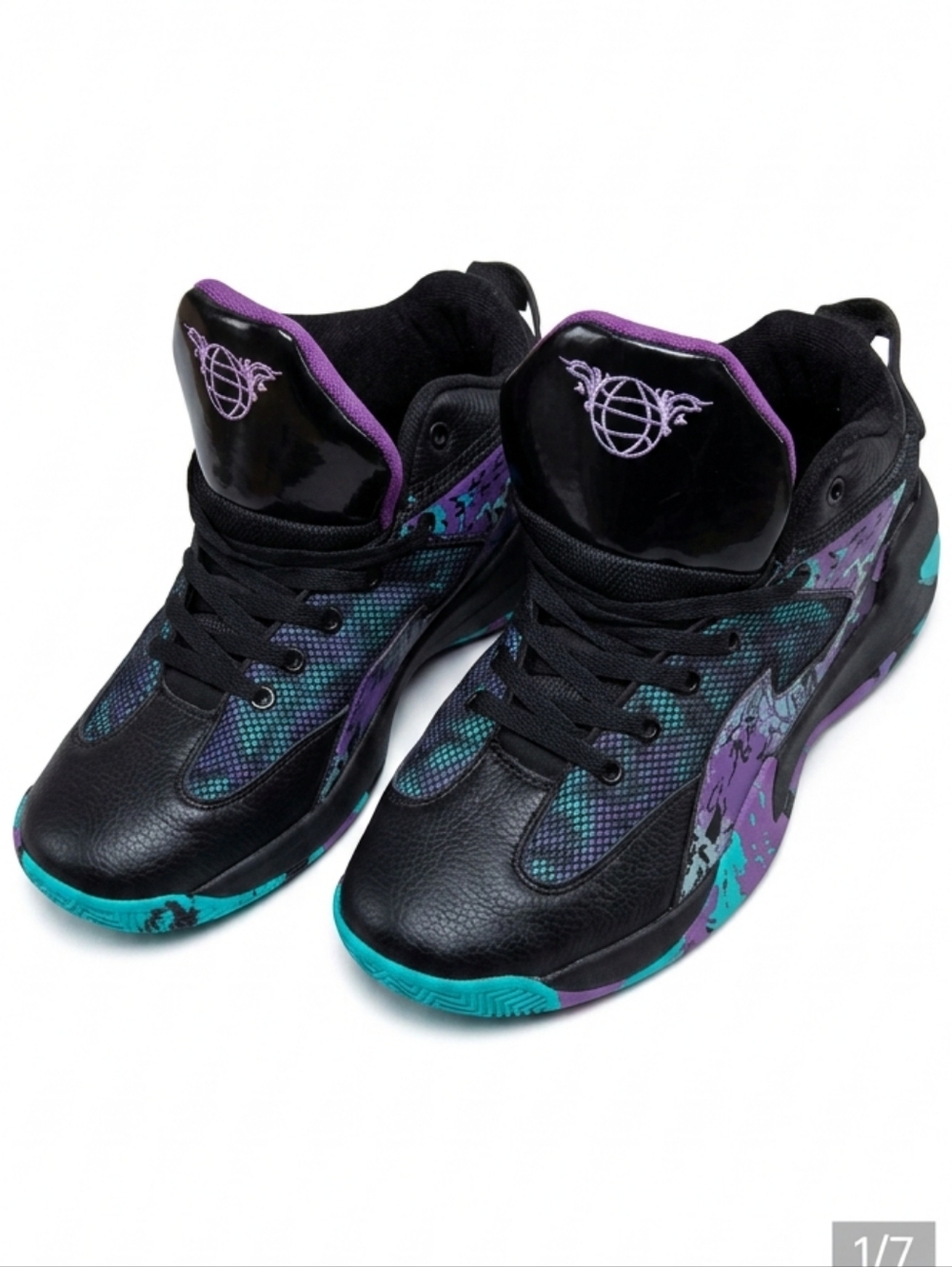 Athletic Sneakers Black and Purple Padded Collar